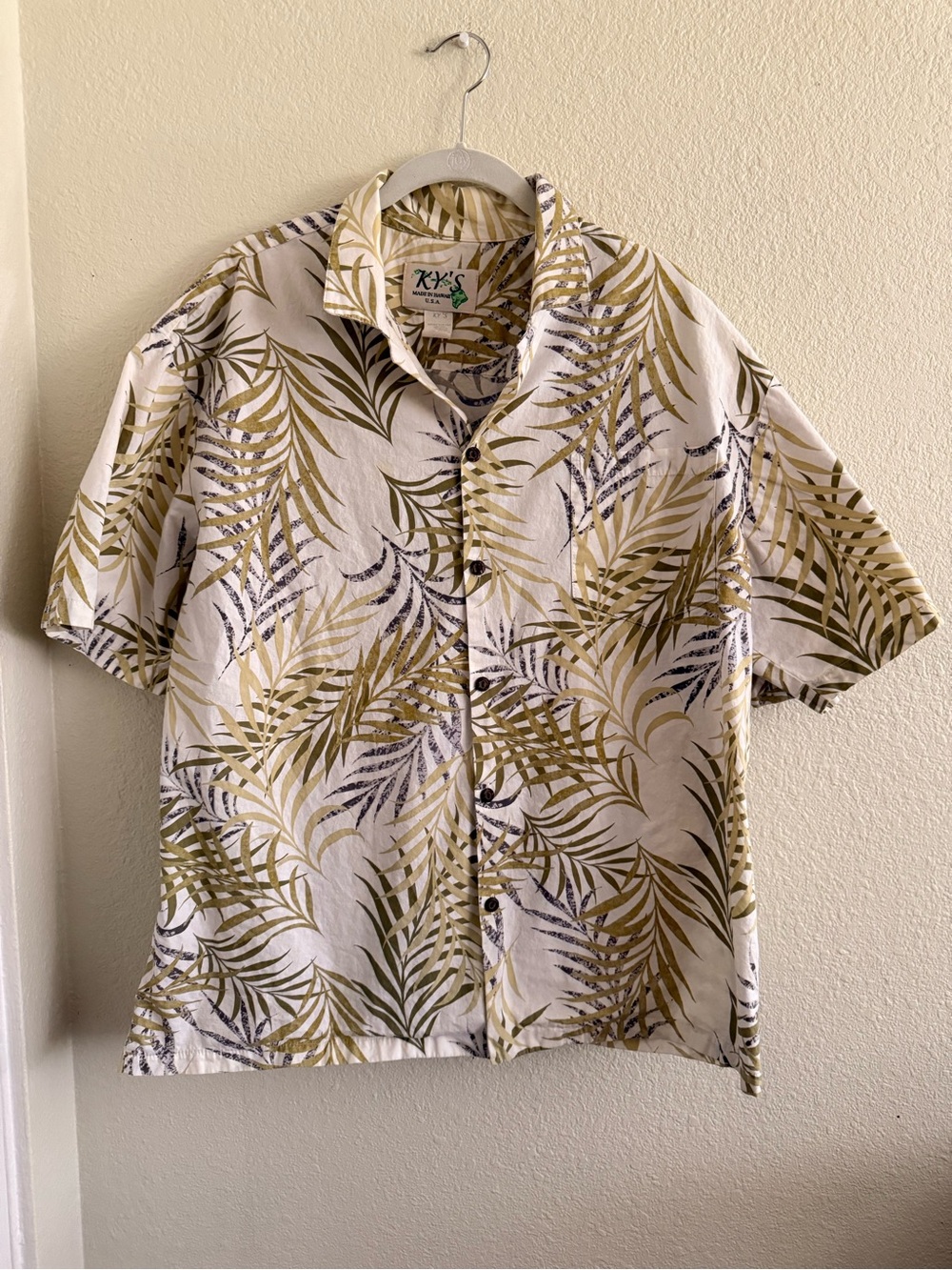 Men's Short-Sleeve Palm Print Hawaiian Shirt